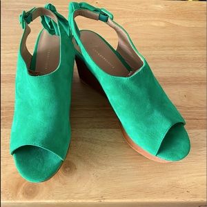 Anthropologie Wedge Sandals Platform Suede Shoes